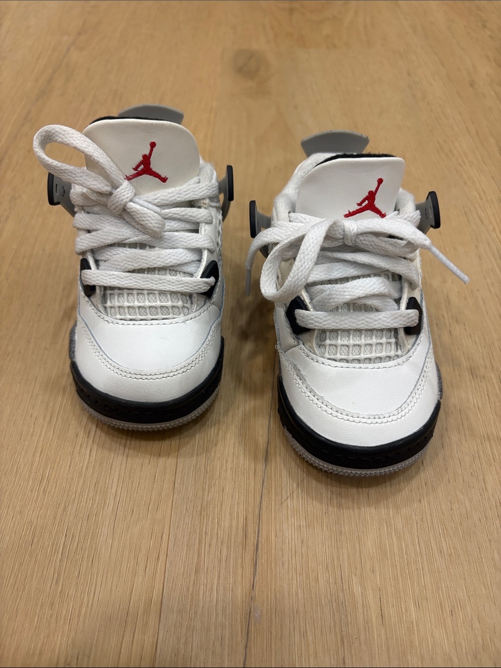 Jordan Kids White, Black & Red Sneakers - Jordan 4 Retro